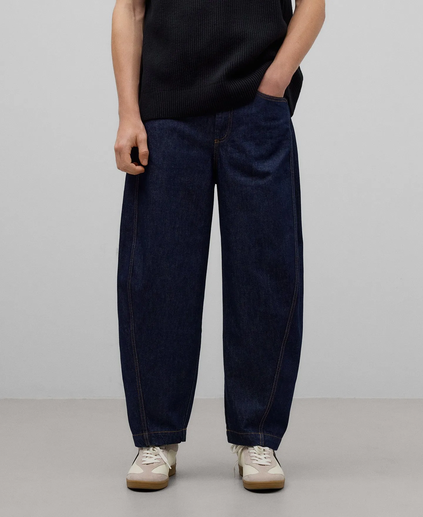 Pantalón vaquero barrel fit azul hombre