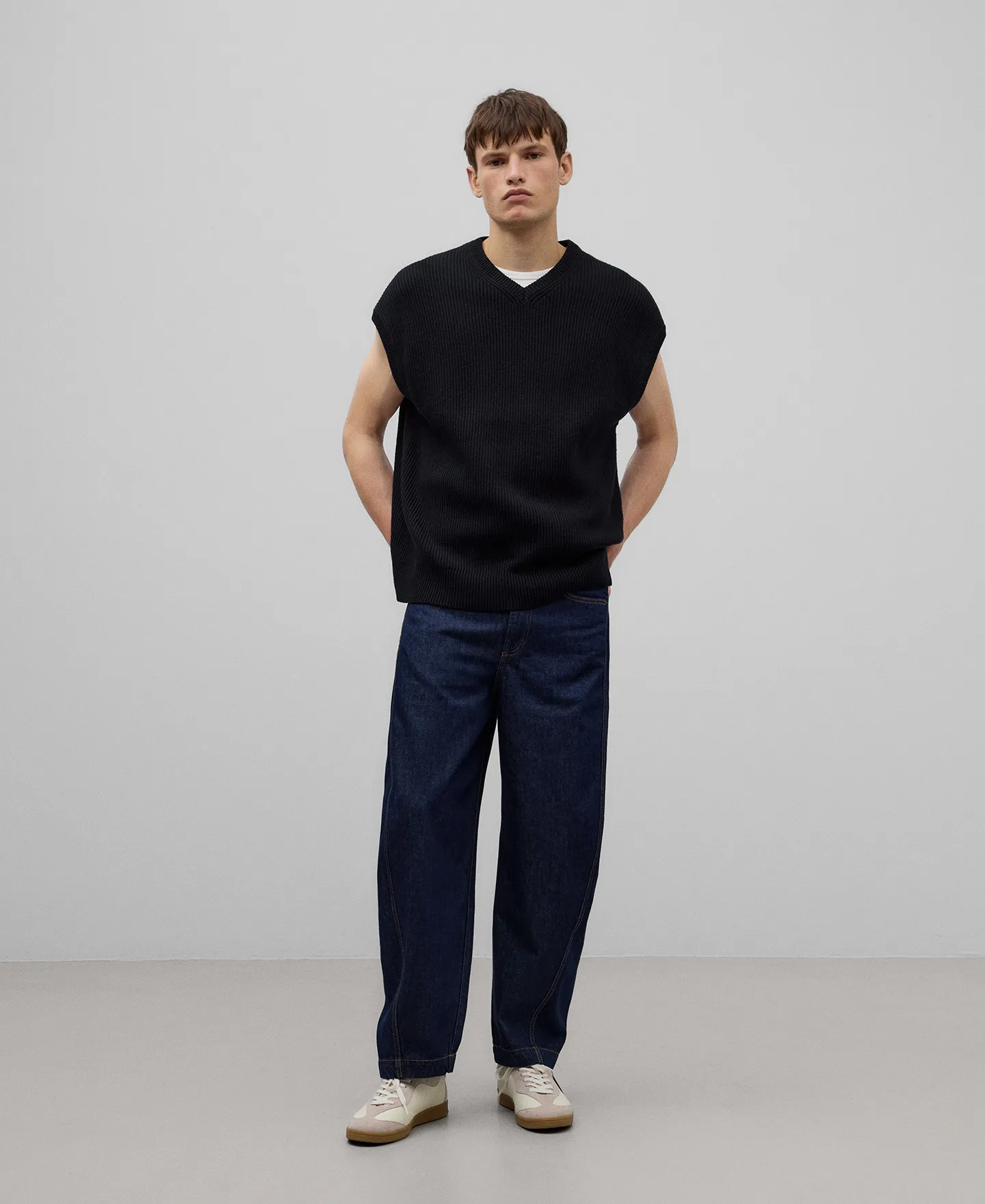 Pantalón vaquero barrel fit azul hombre