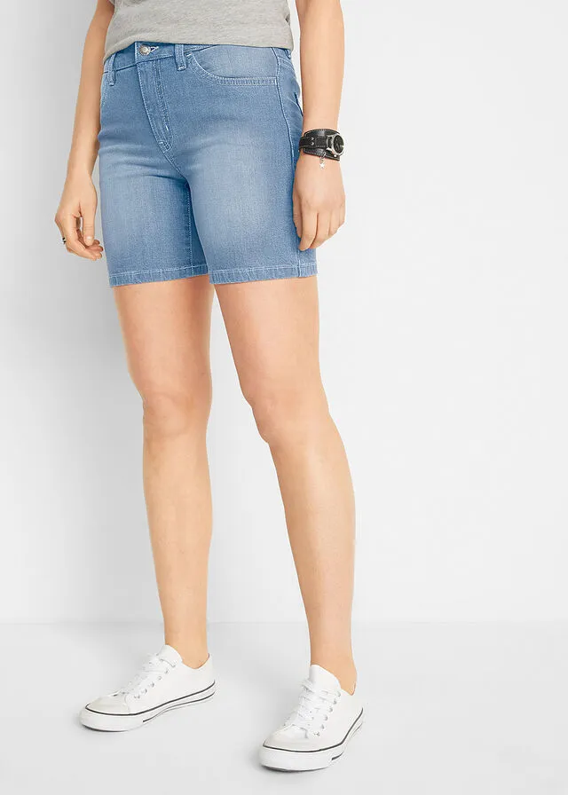 Pantalón corto vaquero Azul hielo vaquero + sarga blanca