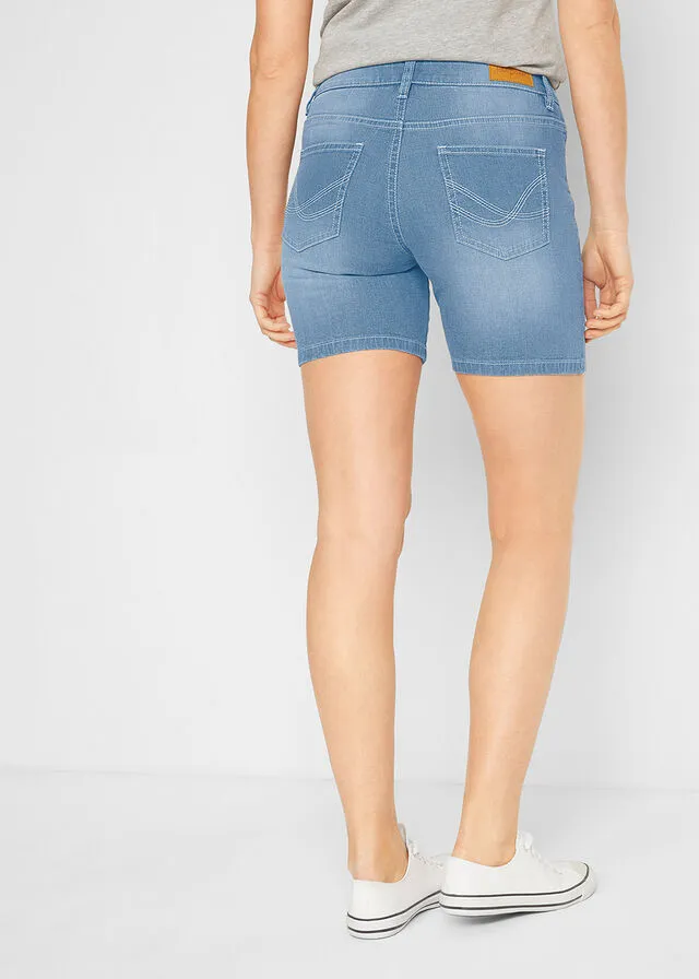 Pantalón corto vaquero Azul hielo vaquero + sarga blanca