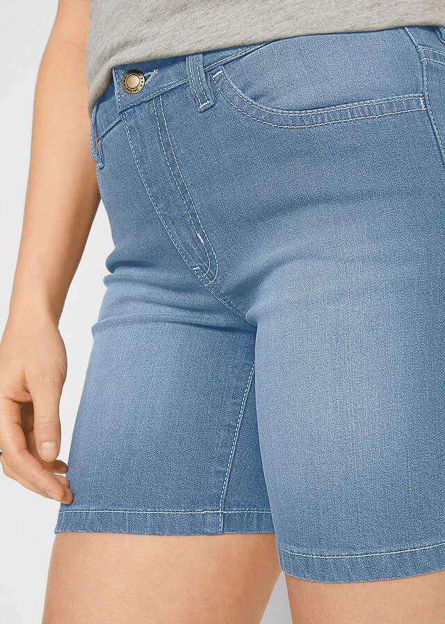 Pantalón corto vaquero Azul hielo vaquero + sarga blanca