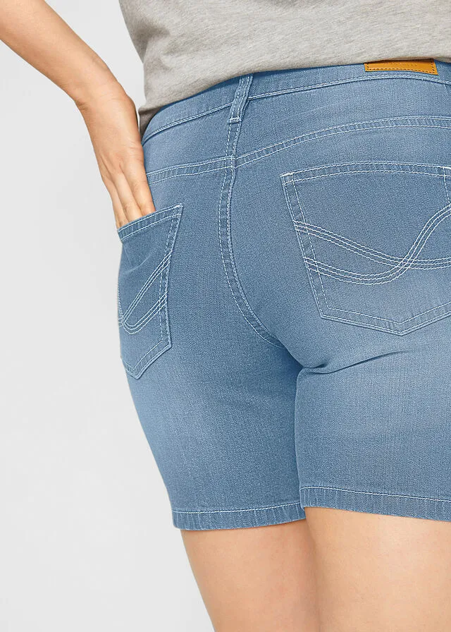 Pantalón corto vaquero Azul hielo vaquero + sarga blanca