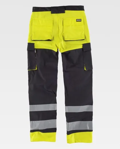 Pantalón multibolsillos alta visibilidad Negro / Amarillo
