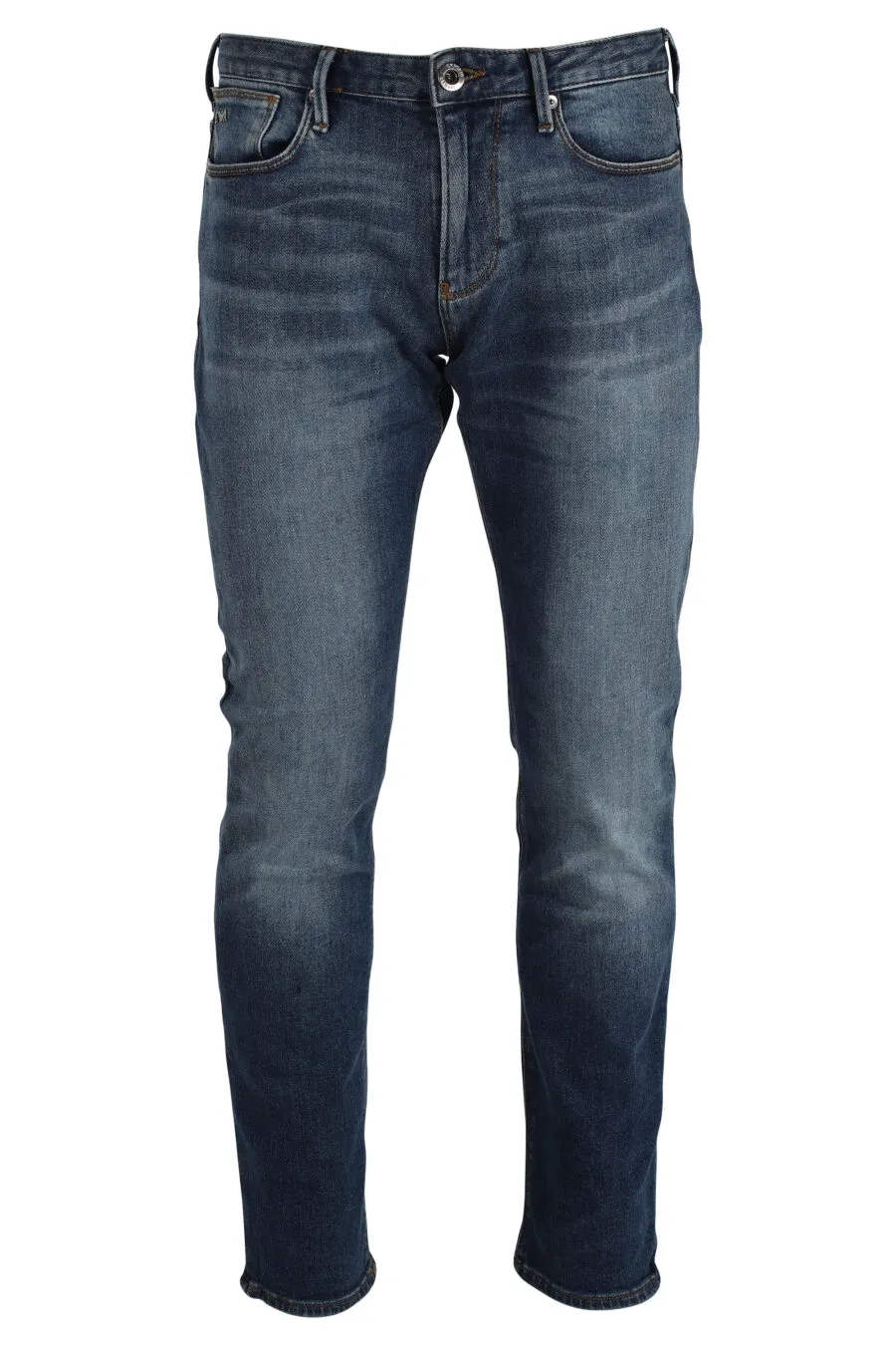 Pantalón vaquero azul con logo águila metal