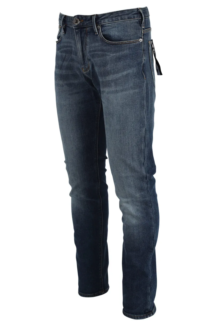 Pantalón vaquero azul con logo águila metal