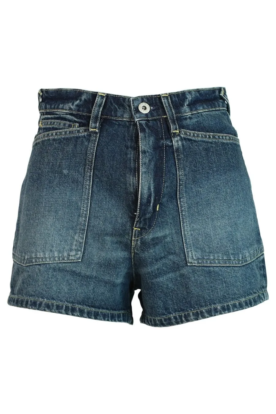 Pantalón vaquero azul oscuro corto con logo