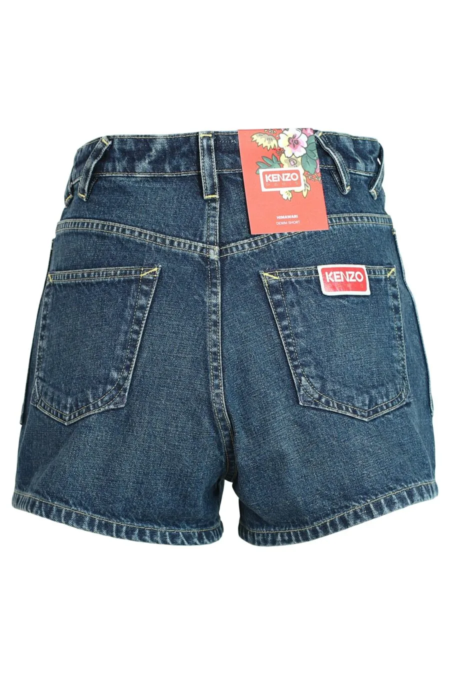 Pantalón vaquero azul oscuro corto con logo