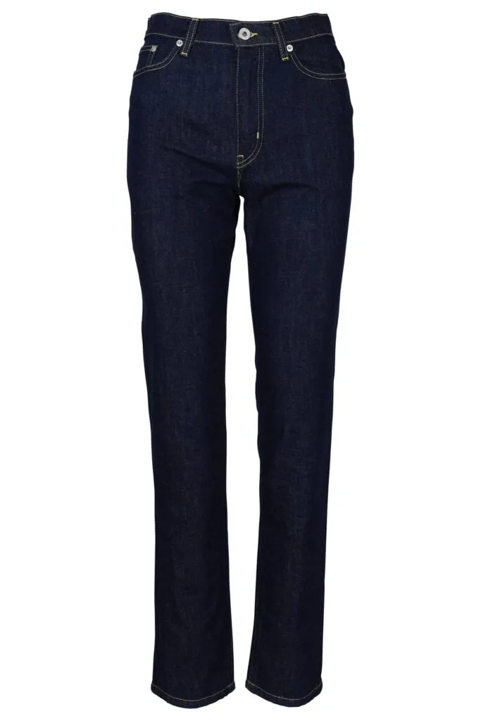 Pantalón vaquero azul oscuro recto con minilogo 