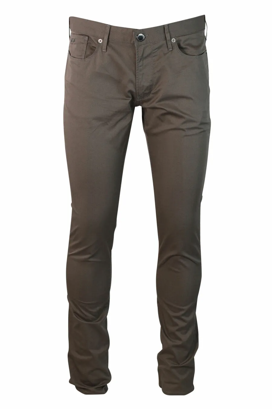 Pantalón vaquero beige con minilogo metal