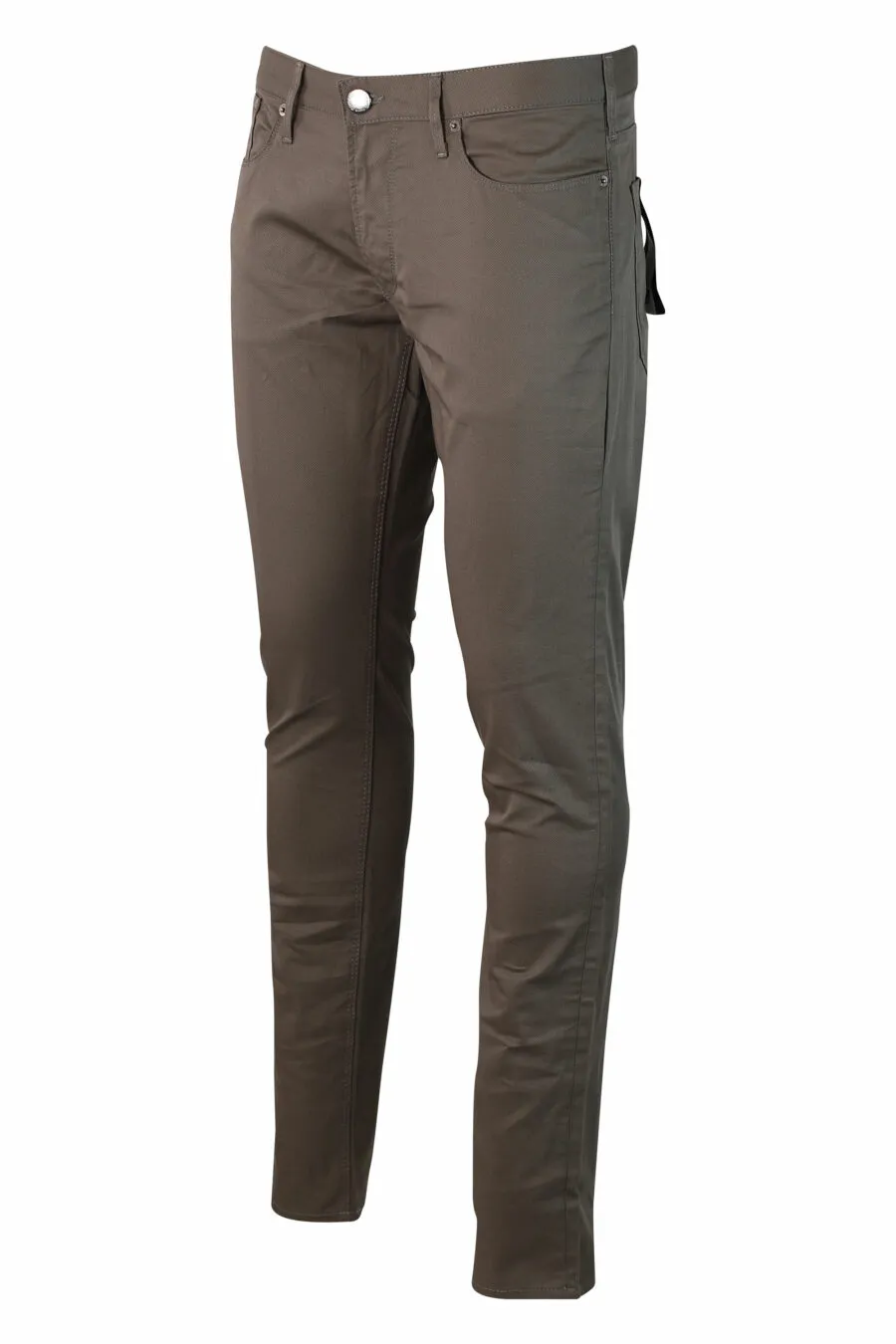 Pantalón vaquero beige con minilogo metal