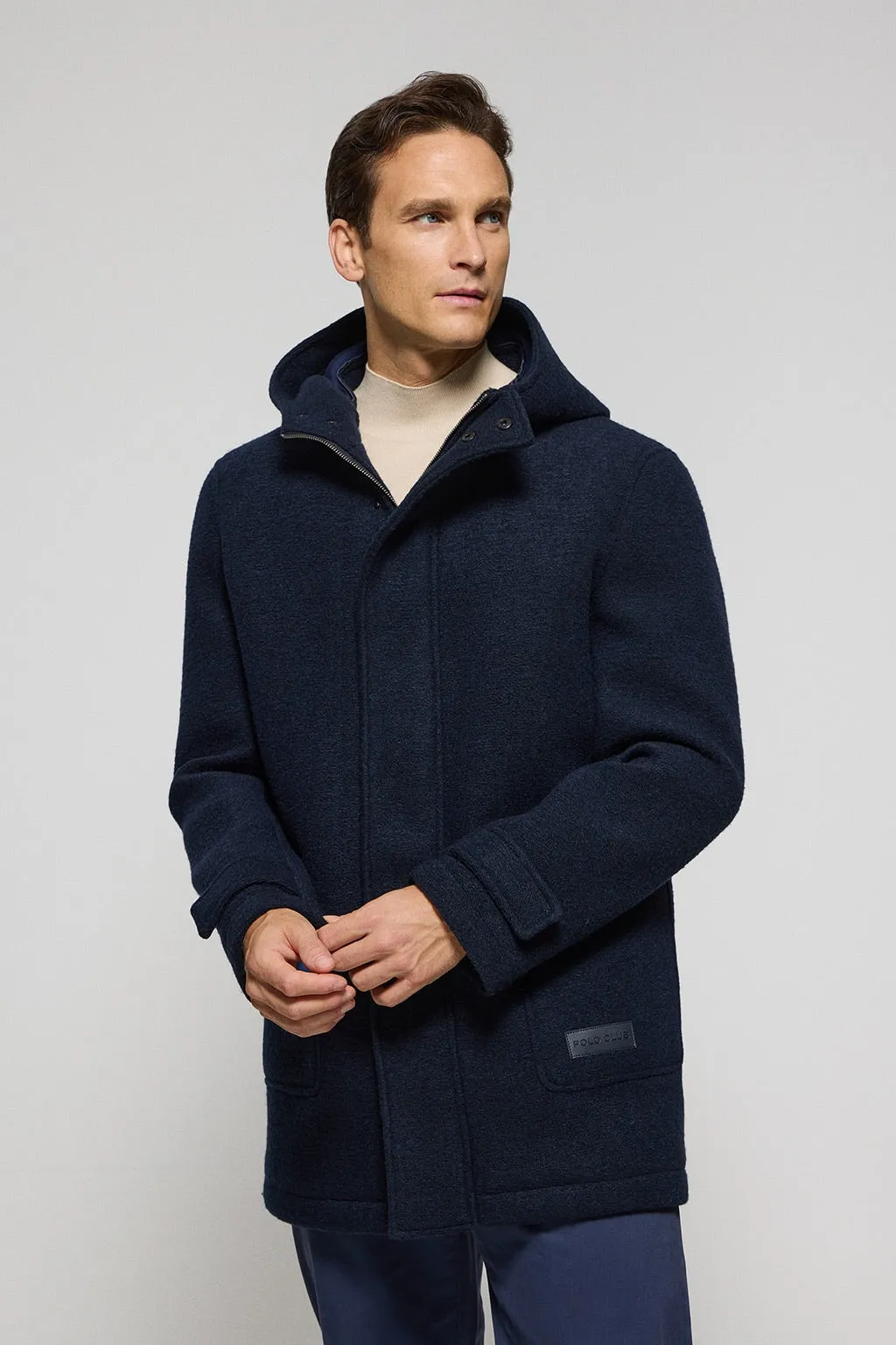Parka con capucha azul marino Clay con detalles Polo Club