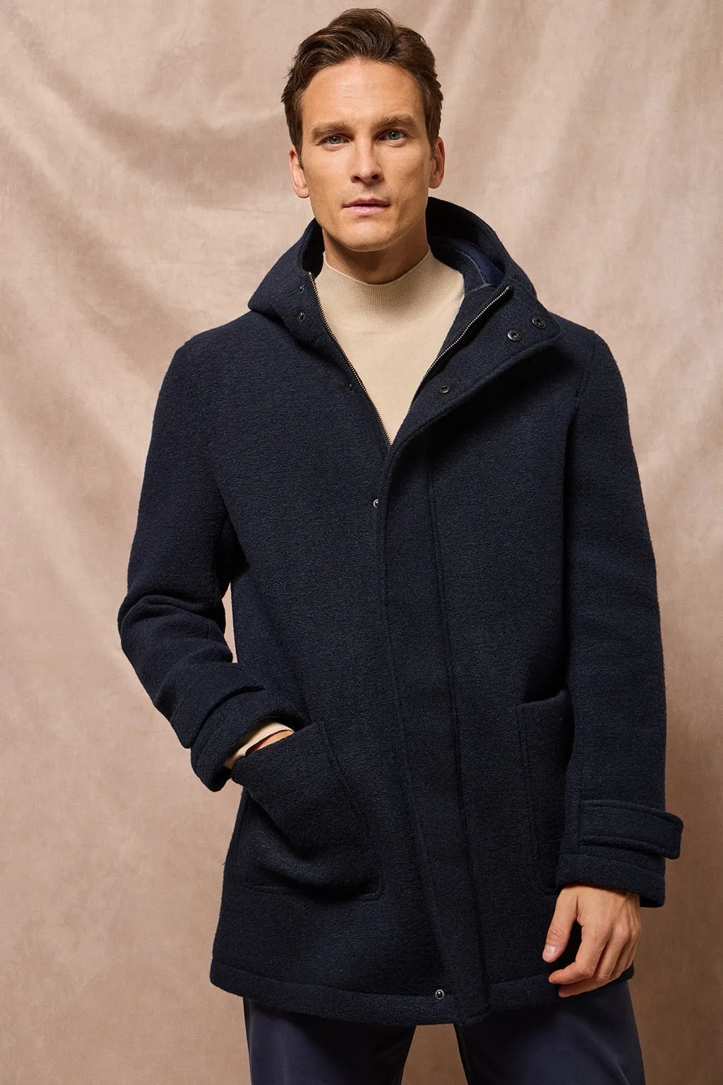 Parka con capucha azul marino Clay con detalles Polo Club