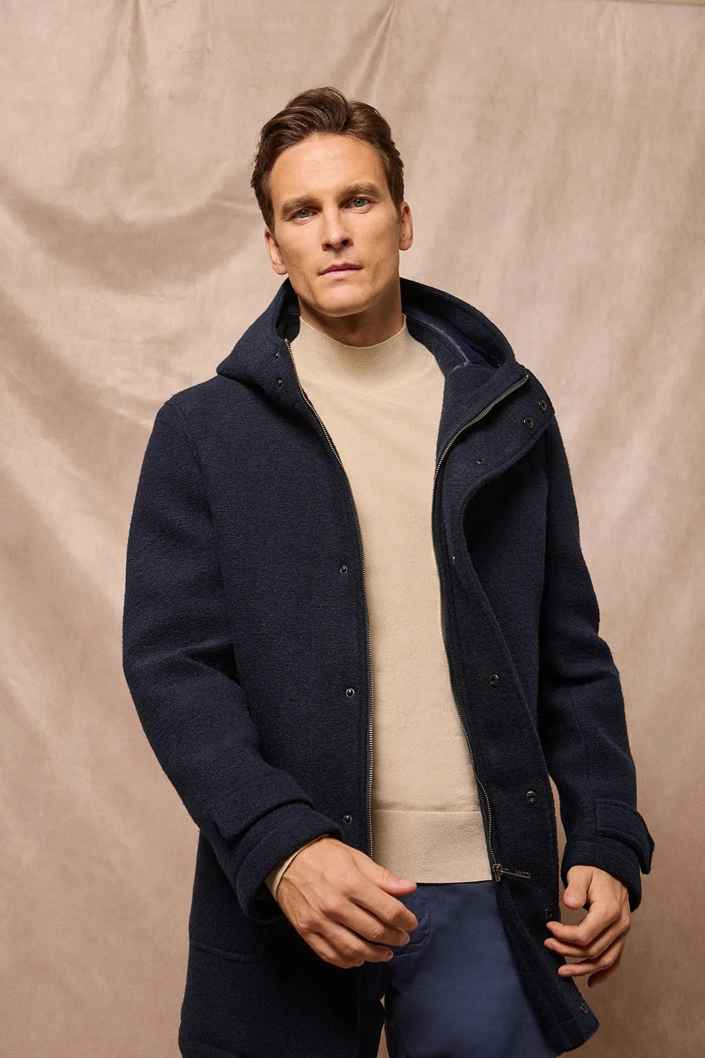 Parka con capucha azul marino Clay con detalles Polo Club