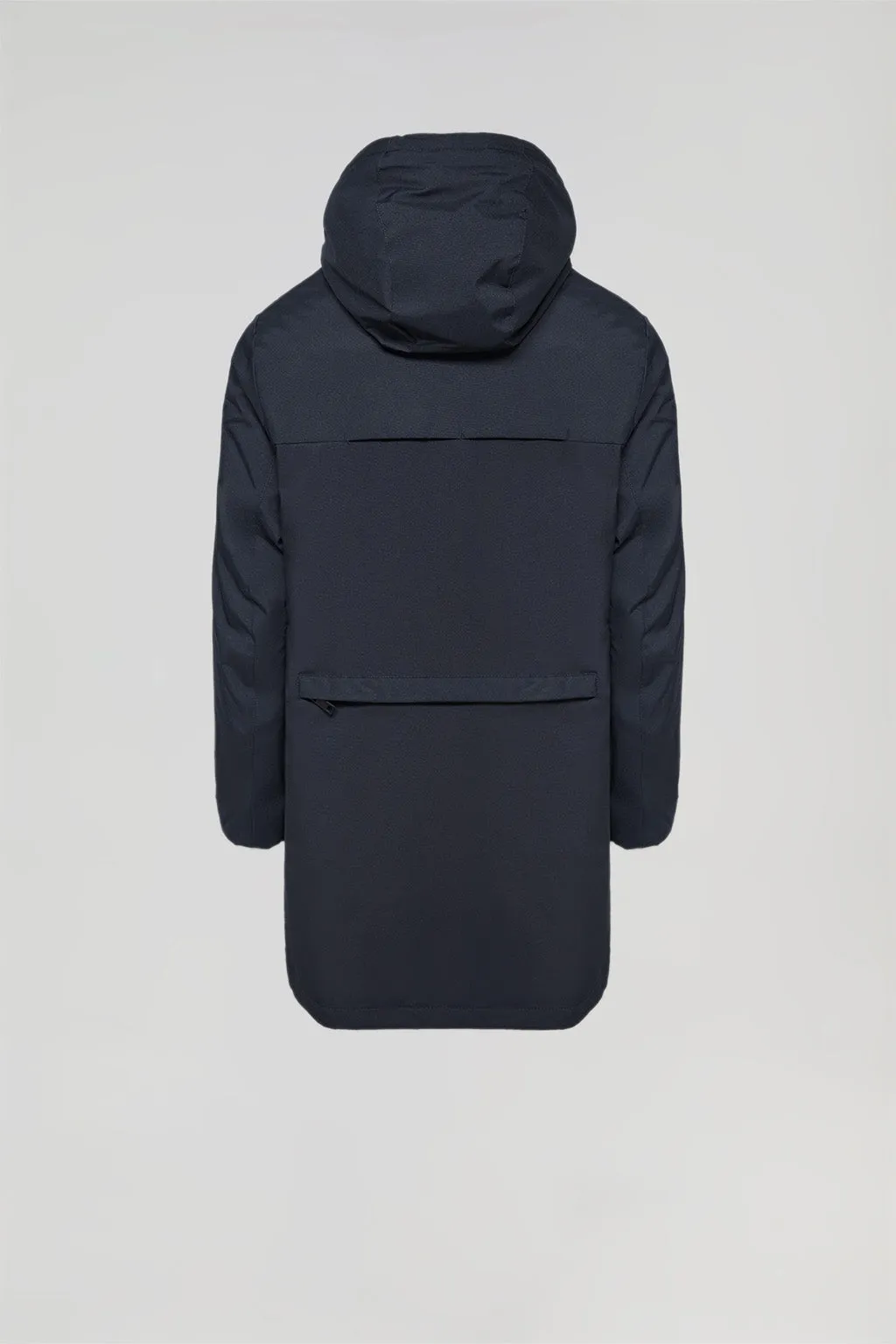 Parka técnica azul marino de nio con capucha y logo Polo Club