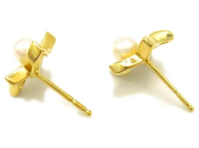 Pendientes de perlas Mikimoto en oro amarillo Blanco 