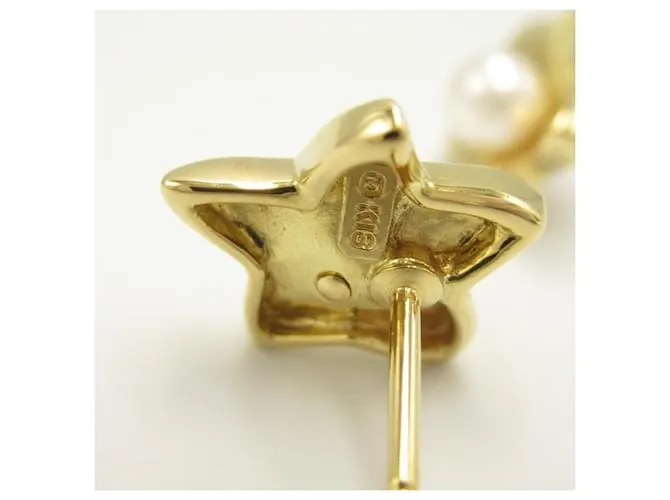 Pendientes de perlas Mikimoto en oro amarillo Blanco 
