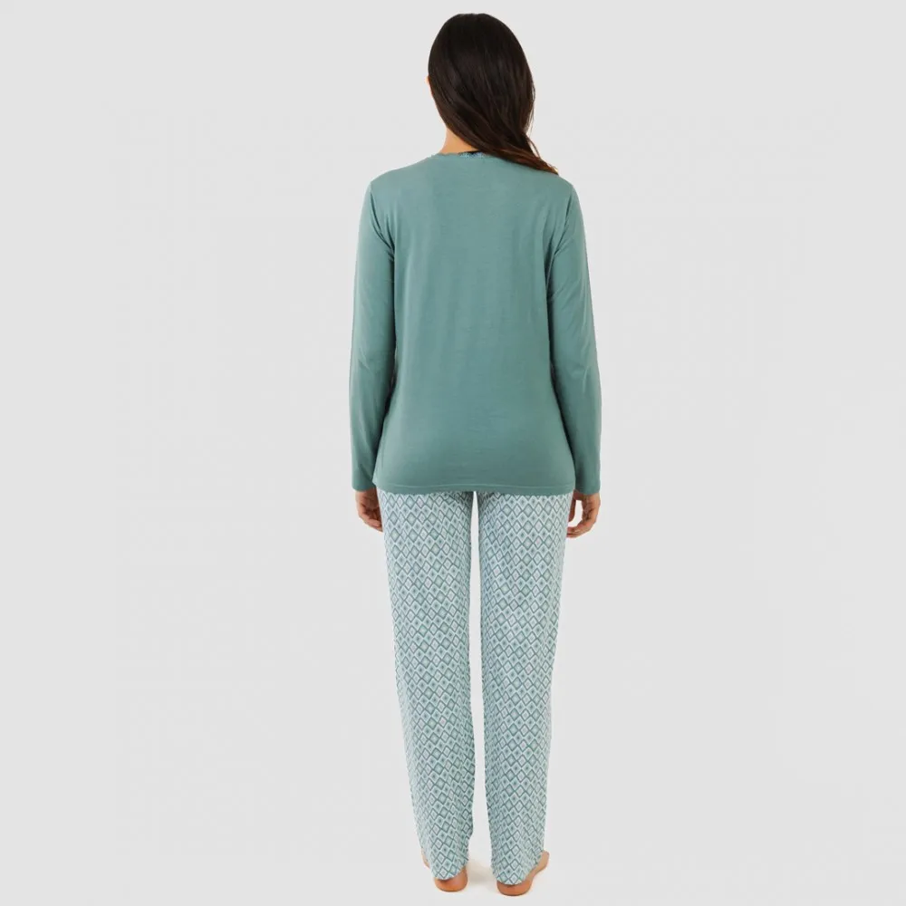 Pijama largo algodón Bianca verde menta