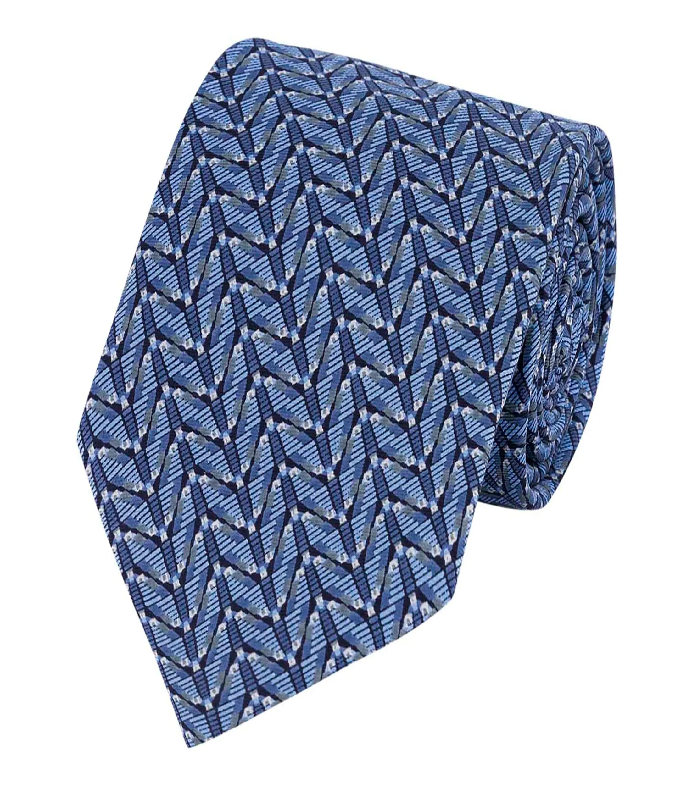 Pineda Covalin Corbata ancha de seda azul marino con Pirámides de Teotihuacán