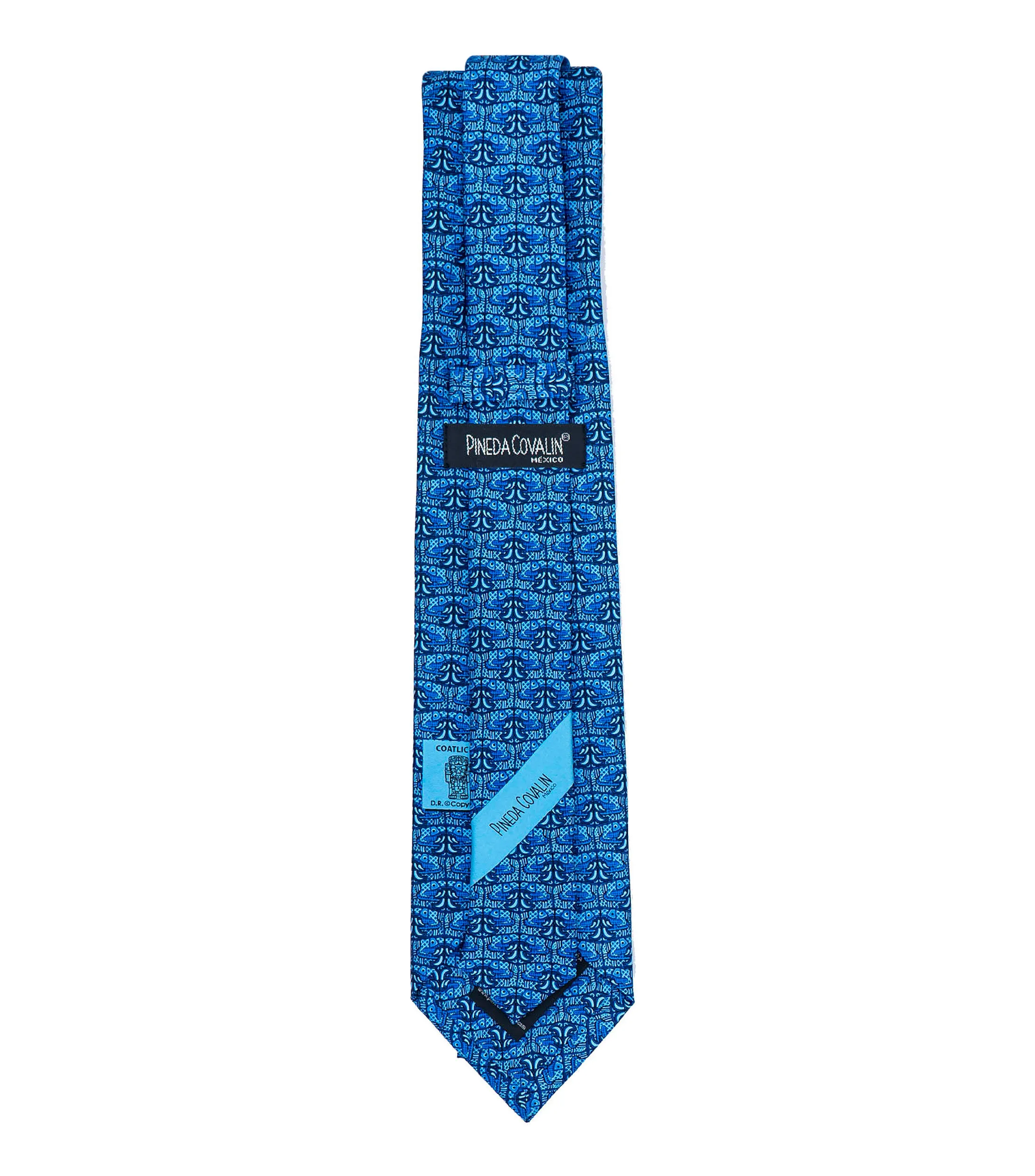 Pineda Covalin Corbata ancha en seda Coatlicue Cabeza Bice azul marino