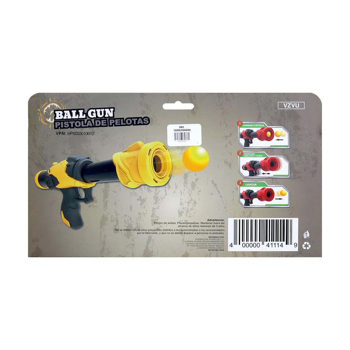 Pistola de Juguete Lanza Pelotas para Nios, color Amarillo