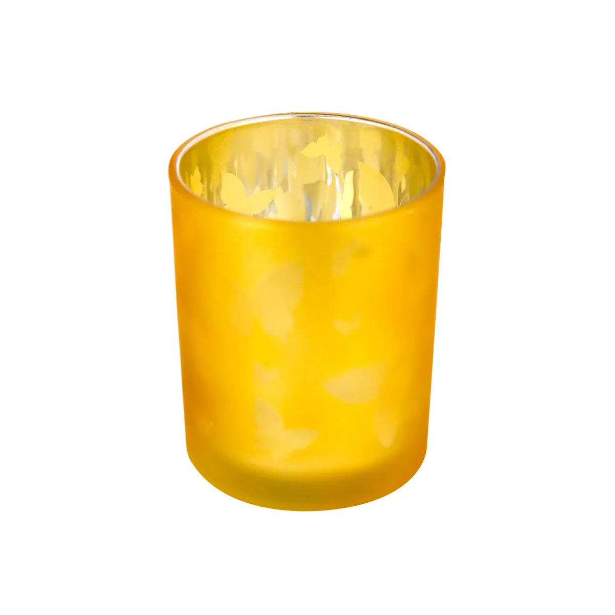 Portavela Clásico color Amarillo con Diseo de Mariposa