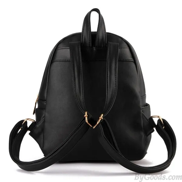 Punk Pink Solid Crystal Rivet Rucksack Travel School Backpack
