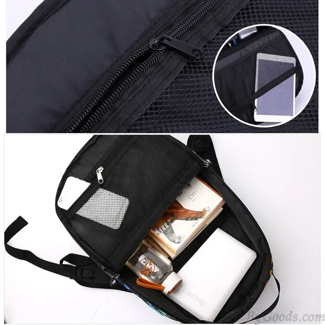 Punk Skull School Rucksack Young Man Polyester Travel Backpack 
