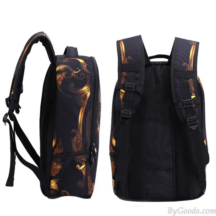 Punk Skull School Rucksack Young Man Polyester Travel Backpack 