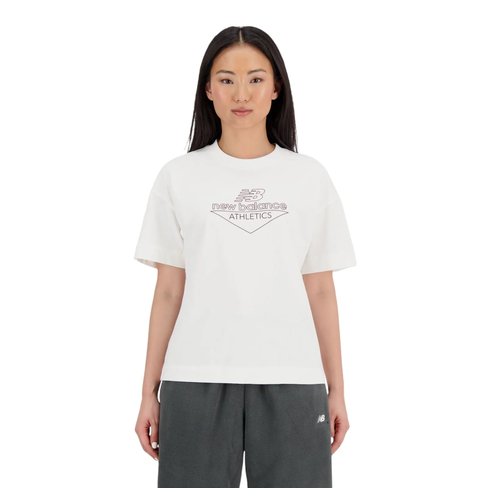 Remera New Balance Athletics Cotton Jersey Boxy Mujer Blanco