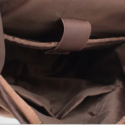 Retro Leather Strap Rucksack Thick Canvas Large Travel College Backpack 