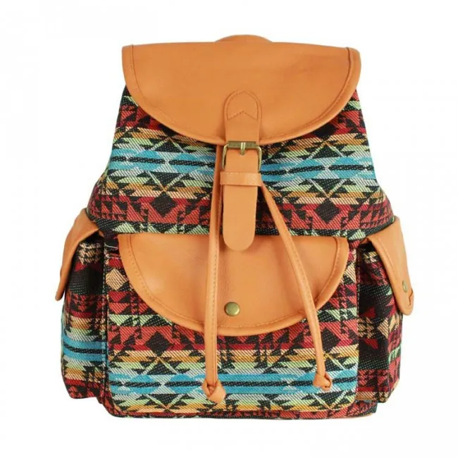 Retro Stripe Printing Leisure College Backpack