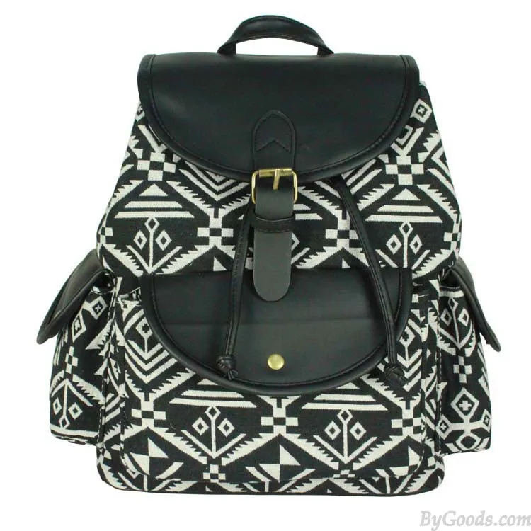 Retro Stripe Printing Leisure College Backpack