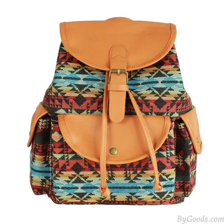 Retro Stripe Printing Leisure College Backpack