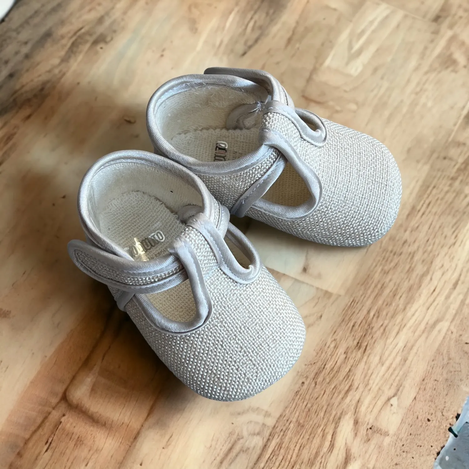 SANDCOLORED MOTHEROFPEARL LINEN SANDAL FOR BOY