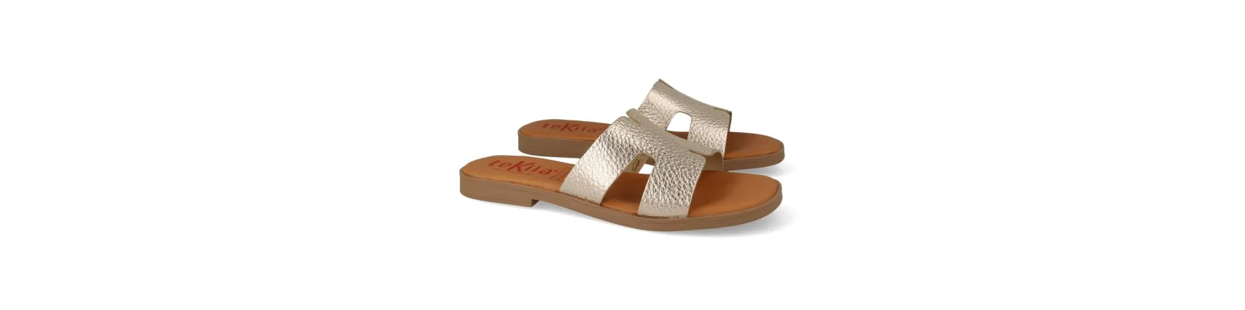 SANDALIAS DORADAS PLANAS MUJER MOD. NOMI DO