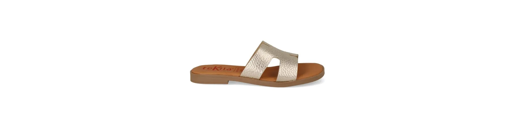 SANDALIAS DORADAS PLANAS MUJER MOD. NOMI DO