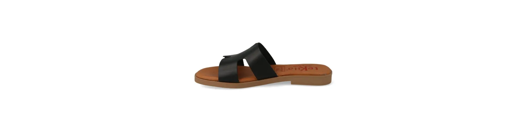 SANDALIAS NEGRAS PLANAS MUJER PIEL MOD. NOMI NE