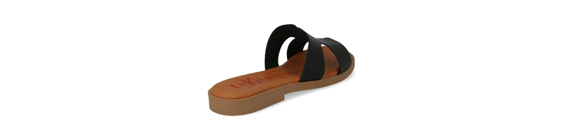 SANDALIAS NEGRAS PLANAS MUJER PIEL MOD. NOMI NE