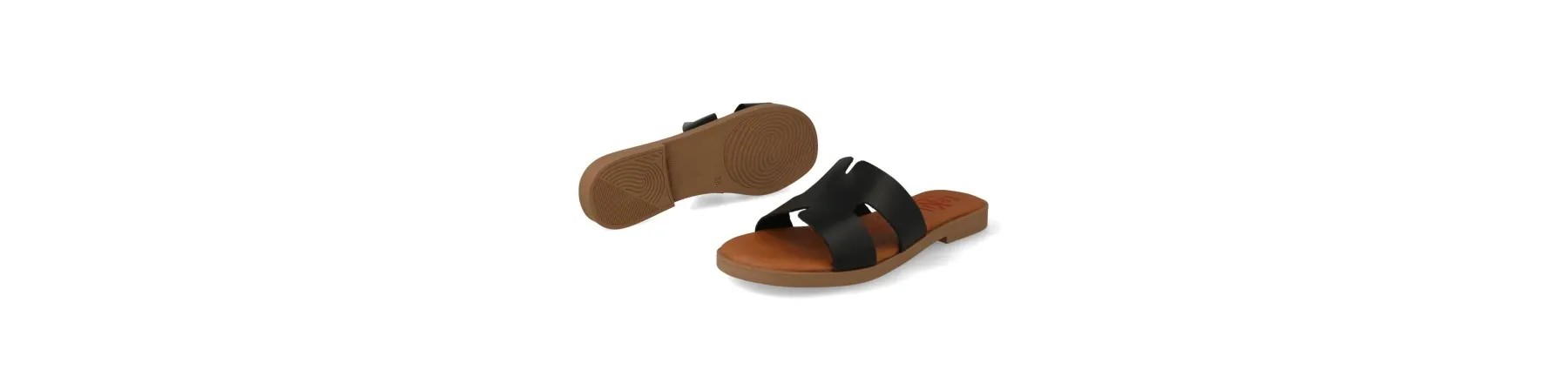 SANDALIAS NEGRAS PLANAS MUJER PIEL MOD. NOMI NE