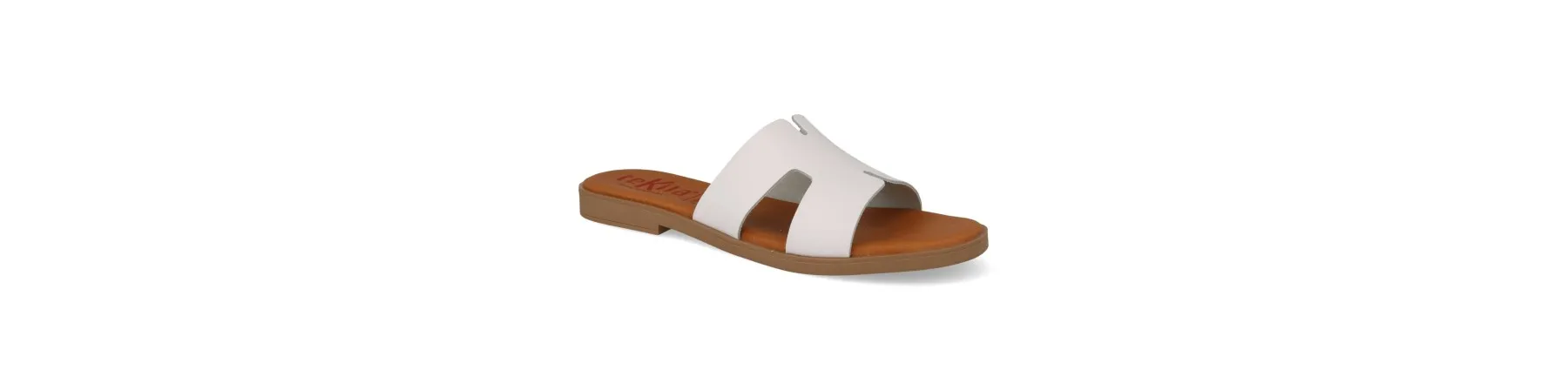 SANDALIAS PIEL PLANAS MUJER COMODAS MOD. NOMI BLANCA