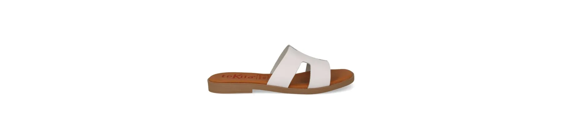 SANDALIAS PIEL PLANAS MUJER COMODAS MOD. NOMI BLANCA
