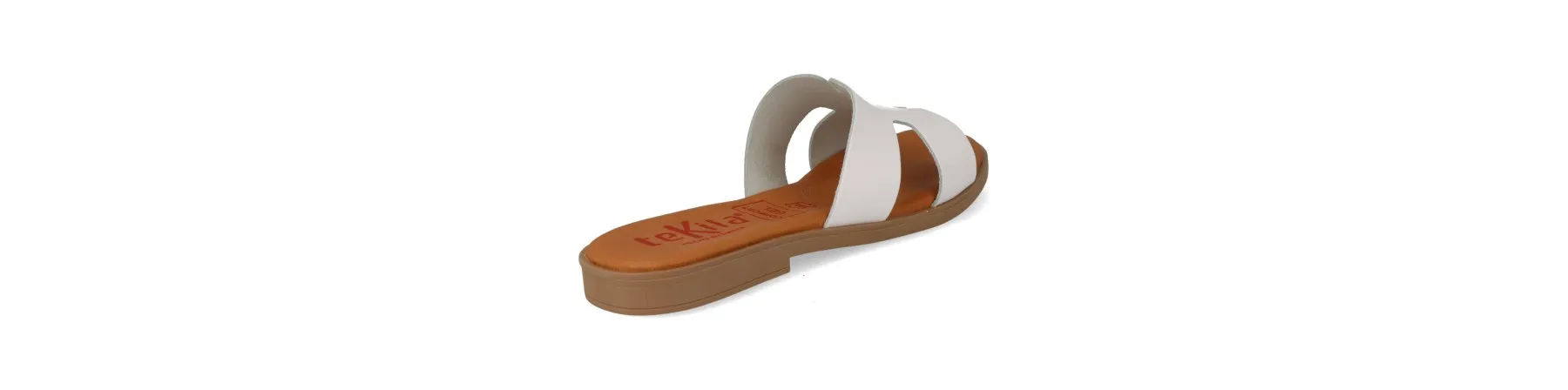 SANDALIAS PIEL PLANAS MUJER COMODAS MOD. NOMI BLANCA