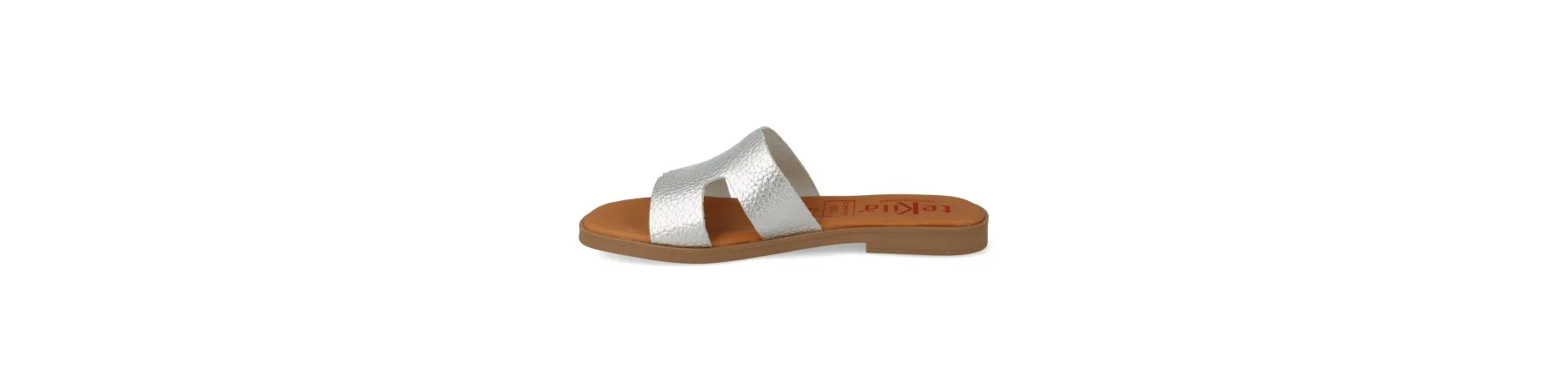 SANDALIAS PIEL PLANAS MUJER COMODAS MOD. NOMI PLATA