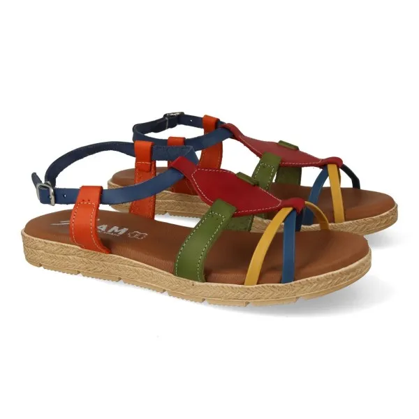 SANDALIAS PLANAS MUJER PIEL MOD. DANISA MULTI