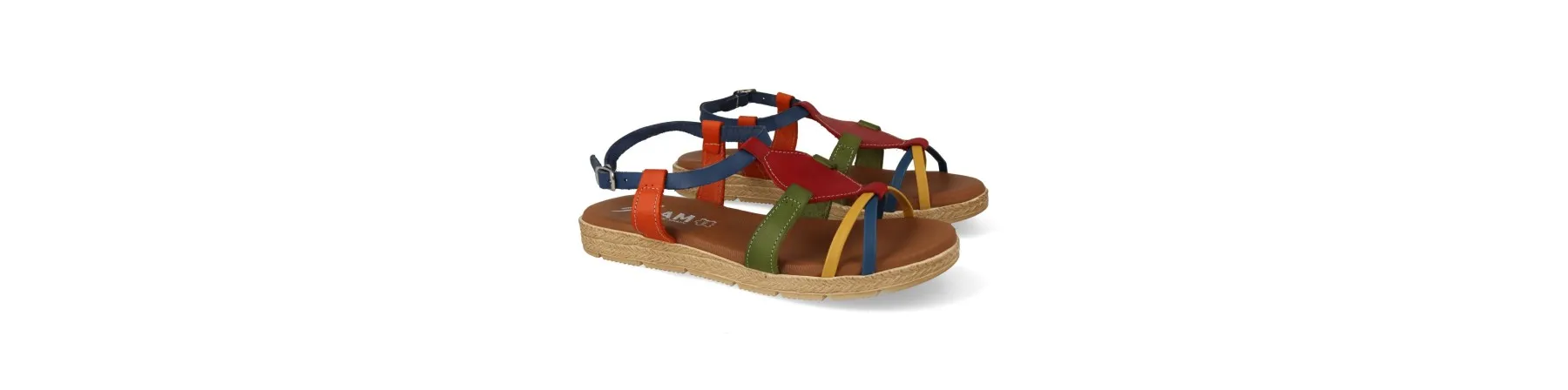 SANDALIAS PLANAS MUJER PIEL MOD. DANISA MULTI