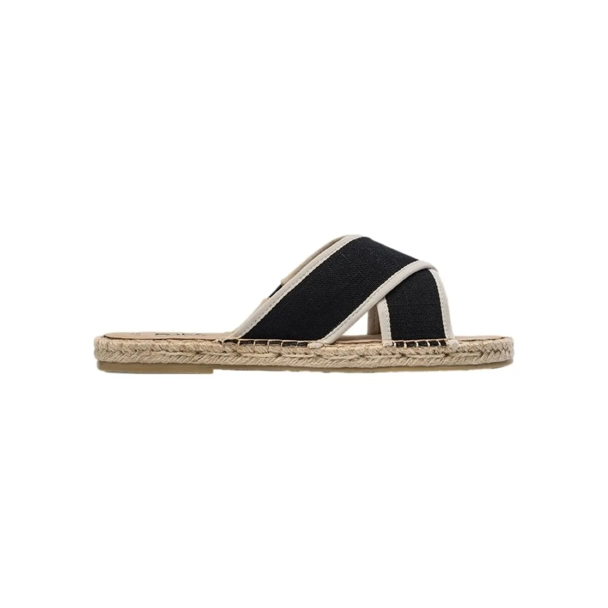 SANDALS CROSSED W  LINEN BLACK