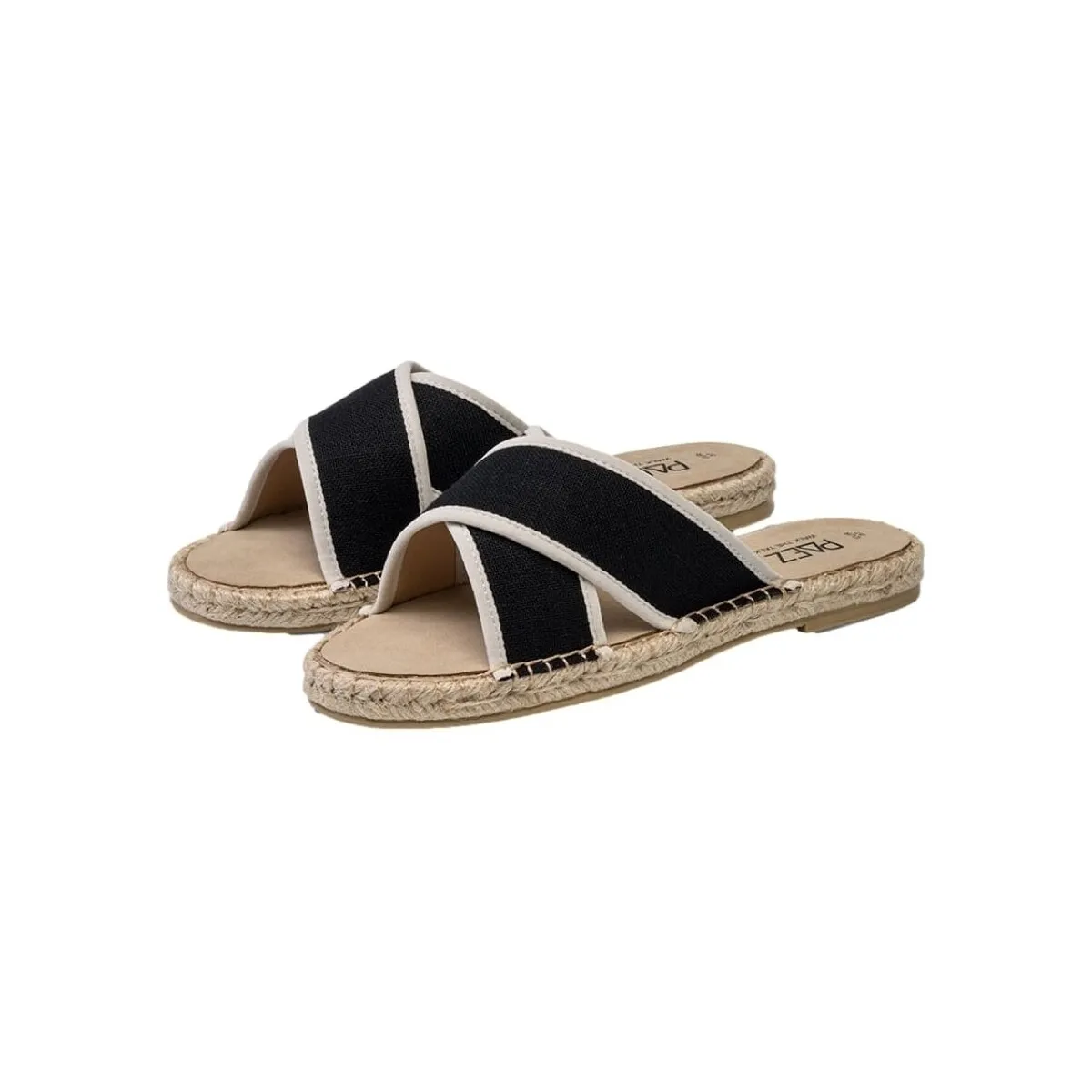 SANDALS CROSSED W  LINEN BLACK