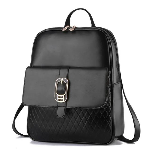 Simple Leisure Solid Diamond Grid Hasp School Travel Backpack
