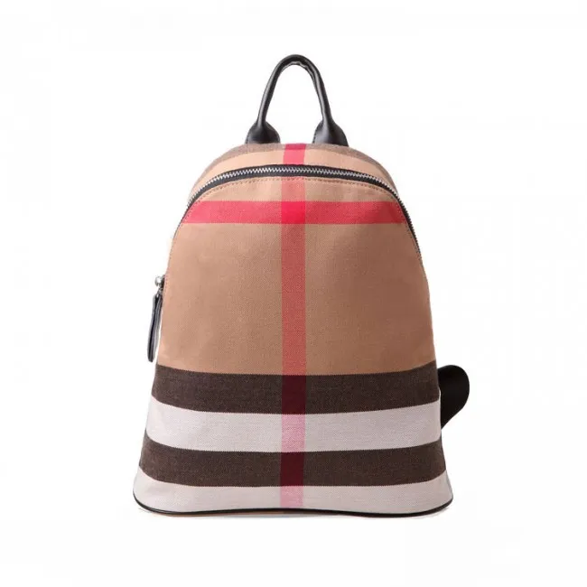 Simple Style Plaid Striped Canvas Women Backpack Travel Bags