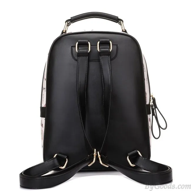 Sweet Cartoon PU Tower Bridge Rainbow Students Schoolbag Zipper Backpack 